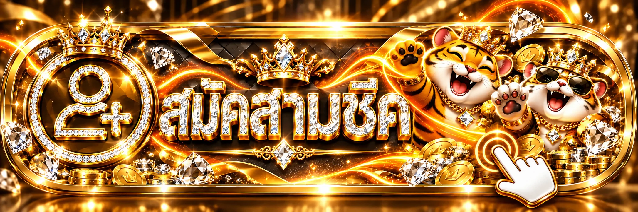 ปุ่มทางเข้า WOW1688 พร้อมมาสคอตเสือทอง